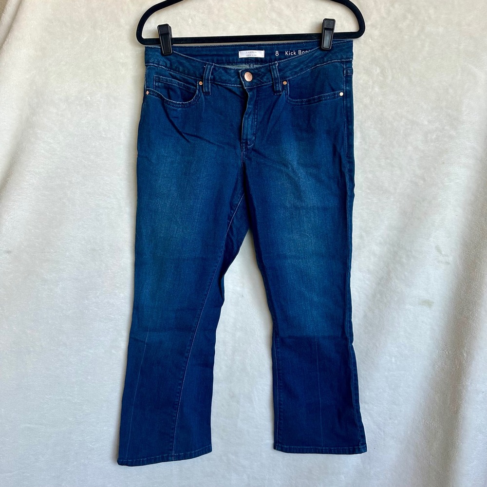 LC Lauren Conrad Kick Boot Jeans 8 29 Dark Wash Cropped Bootcut Denim Pants Blue